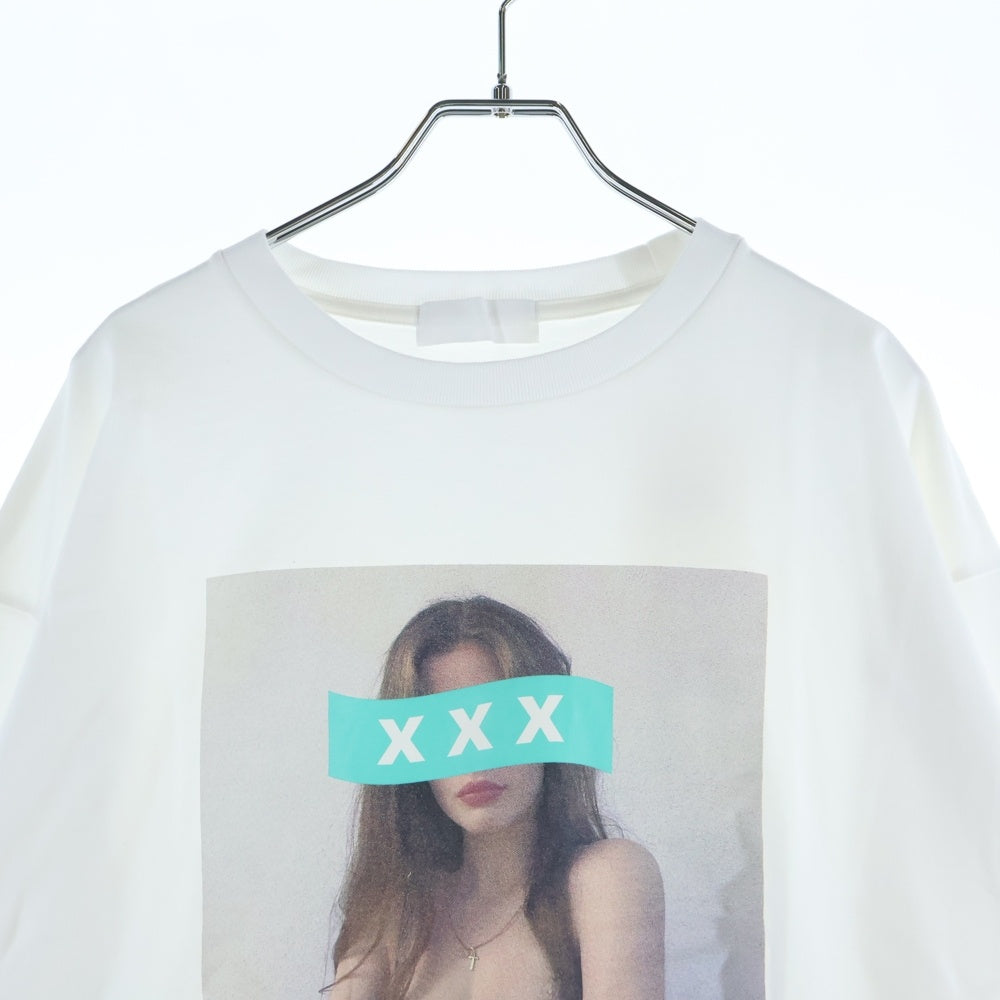 GOD SELECTION XXX(ゴッドセレクショントリプルエックス) 20AW フォトプリント クルーネックコットン長袖カットソー ロンT ホワイト GX-A20-LT-03