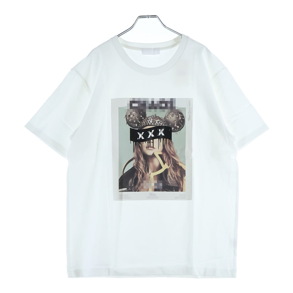 GOD SELECTION XXX(ゴッドセレクショントリプルエックス) 20AW ジジハディット フォト プリント クルーネックコットン半袖Tシャツ ホワイト GX-A20-ST-04