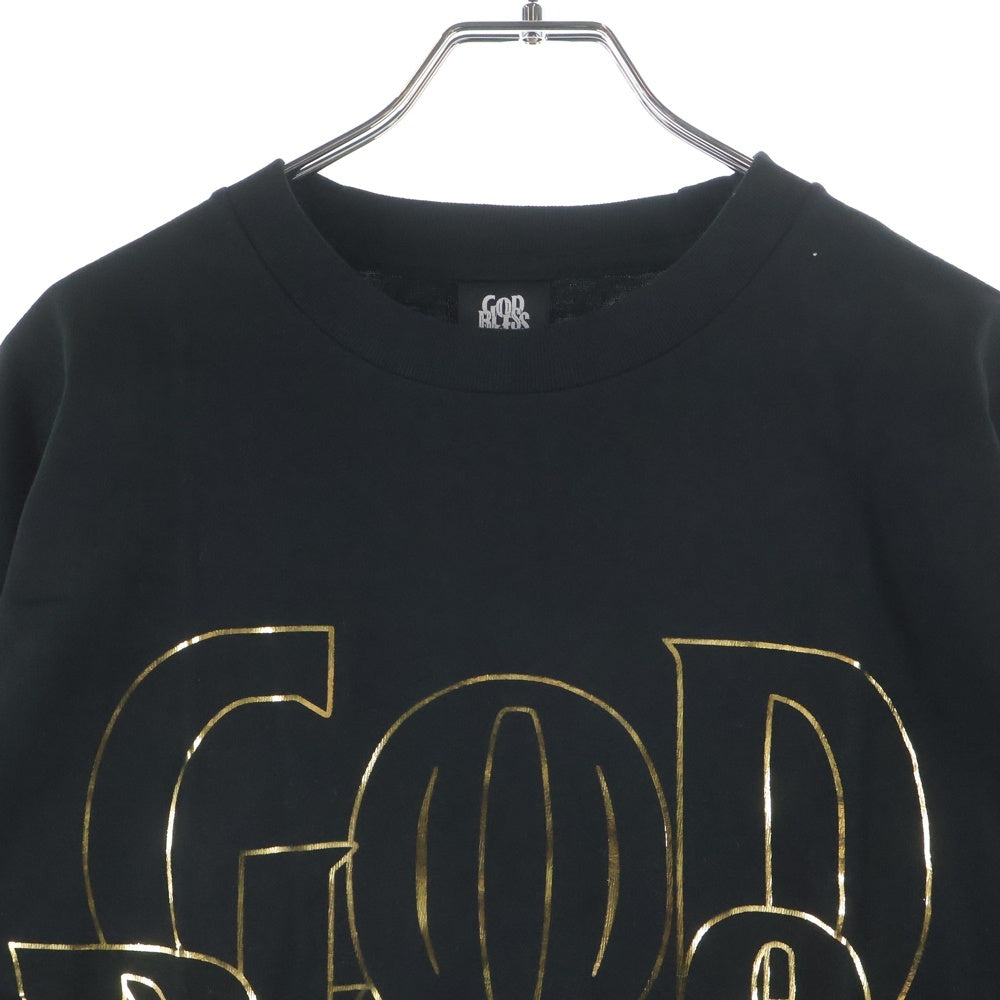 NO BRAND(ノーブランド) GOD BLESS YOU/ゴッドブレスユー ロゴプリント クルーネックコットン半袖Tシャツ ブラック