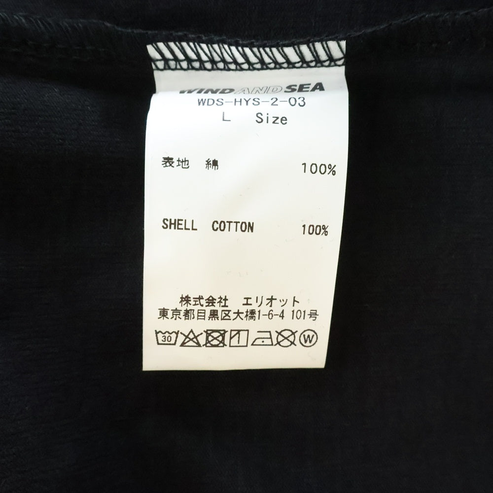 WIND AND SEA(ウィンダンシー) 20SS×HYSTERIC GLAMOUR ヒステリックグラマー ロゴプリント クルーネックコットン長袖カットソー ロンT ブラック WDS-HYS-2-03
