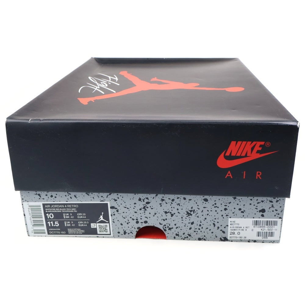 NIKE(ナイキ) AIR JORDAN 4 RETRO OG FIRE RED 2020 エアジョーダン4 レトロ ファイヤーレッド ハイカットスニーカー ホワイト/レッド US10/28cm DC7770-160
