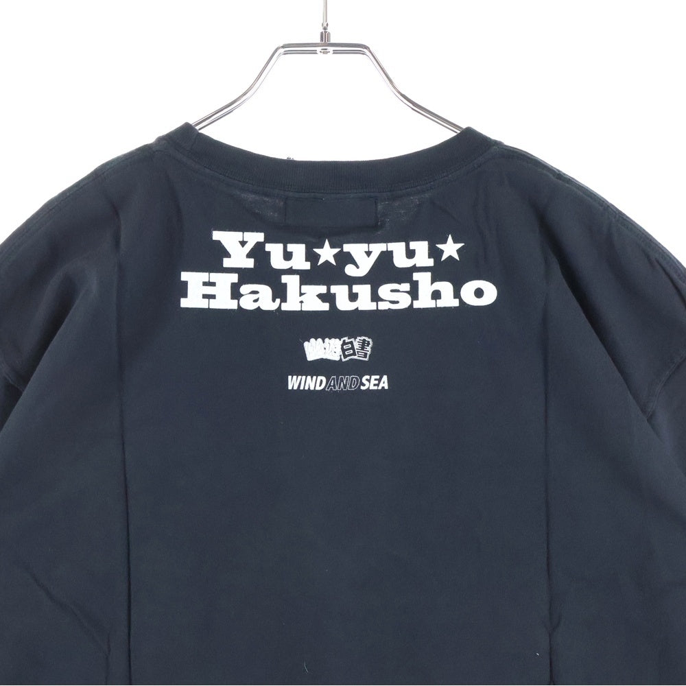 WIND AND SEA(ウィンダンシー) 22SS×YYHS 幽遊白書 キャラクターロゴプリント コットンクルーネック半袖Tシャツ ブラック WDS-YYHS-06