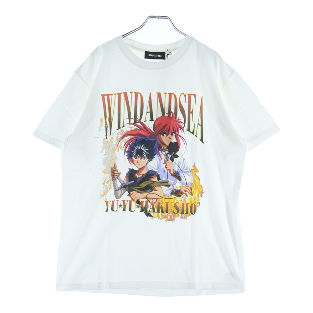 WIND AND SEA(ウィンダンシー) 22SS×YYHS 幽遊白書 キャラクターロゴプリント コットンクルーネック半袖Tシャツ ホワイト WDS-YYHS-08