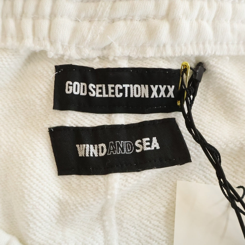 GOD SELECTION XXX(ゴッドセレクショントリプルエックス) 20SS×WIND AND SEA ウィンダンシー ロゴプリント スウェットショートパンツ ホワイト GX-S20-WSSP-05