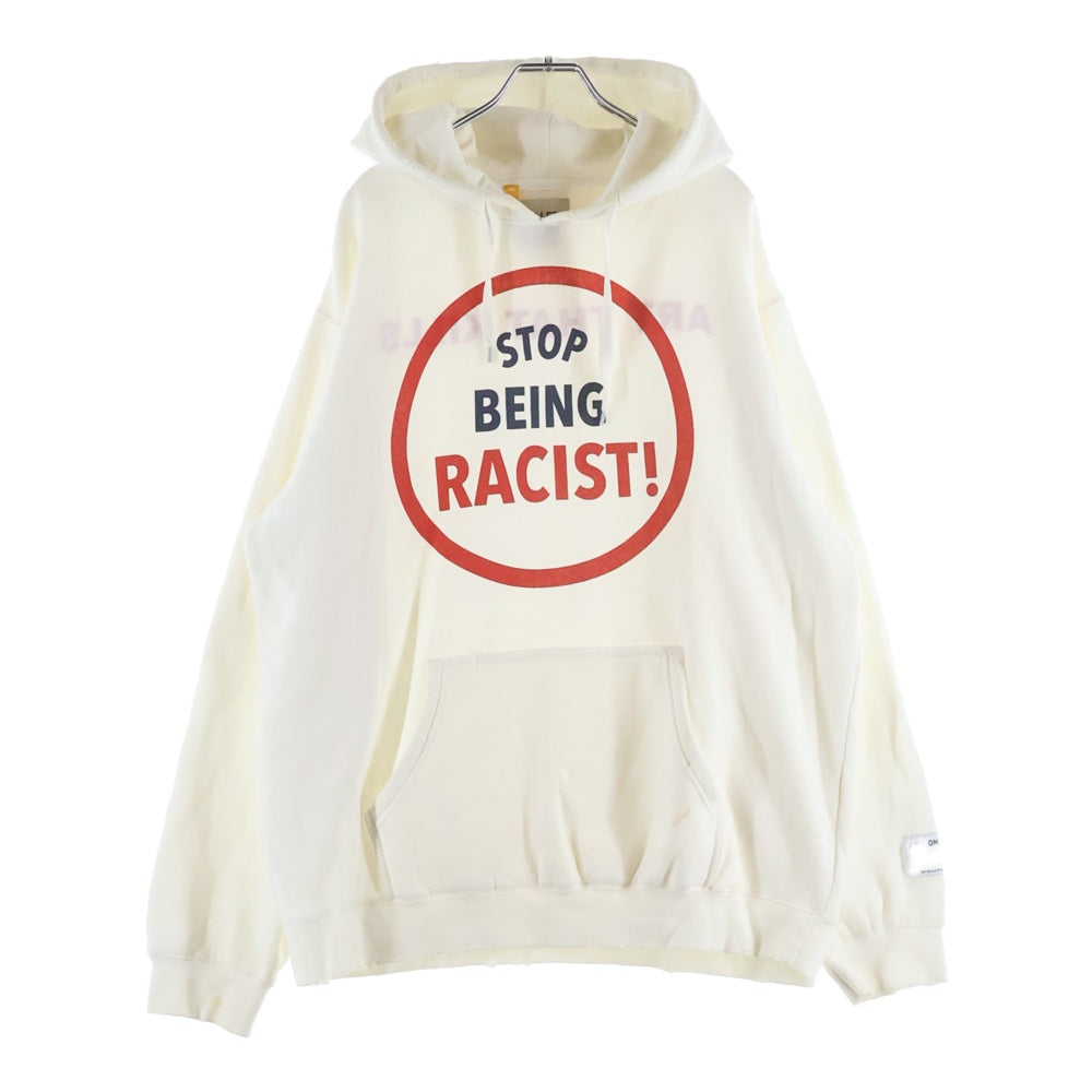 GALLERY DEPT.(ギャラリーデプト) Stop Being Racist Hoodie フーディー プルオーバーパーカー ホワイト