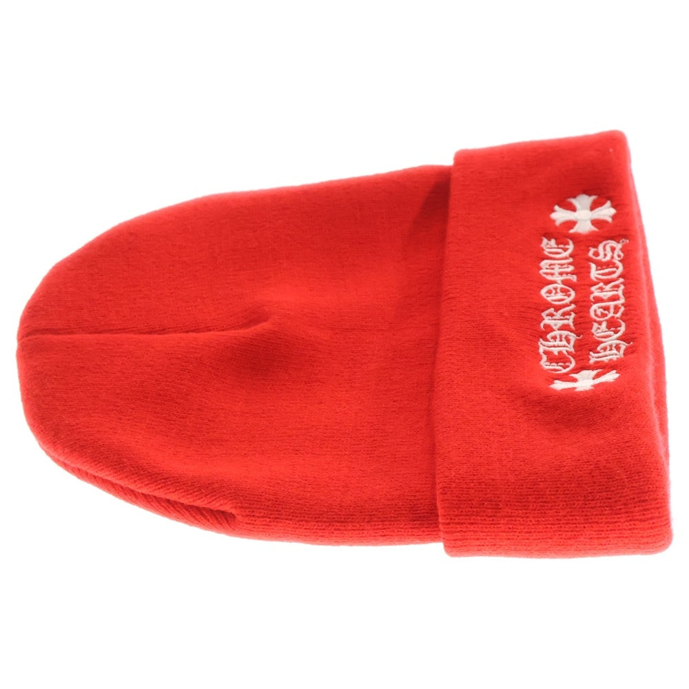 CHROME HEARTS(クロムハーツ) WATCH CAP ワッチキャップ ロゴ刺繍ビーニー ニットキャップ 帽子 レッド