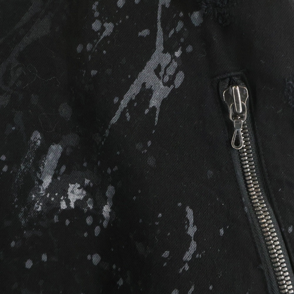 JULIUS(ユリウス) 23SS ダメージペインテッド ジップアップ デニムジャケット ブラック 807BLM4-BK