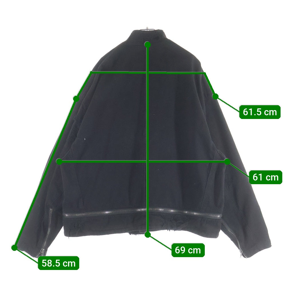 JULIUS(ユリウス) 23SS ダメージペインテッド ジップアップ デニムジャケット ブラック 807BLM4-BK