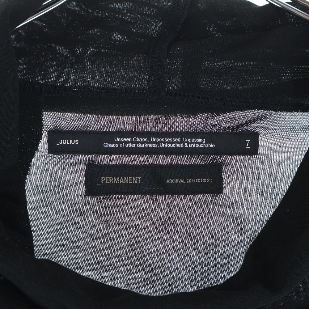 JULIUS(ユリウス) 22SS ヴィーナスカットソー ノースリーブTシャツ ブラック 777CUM23