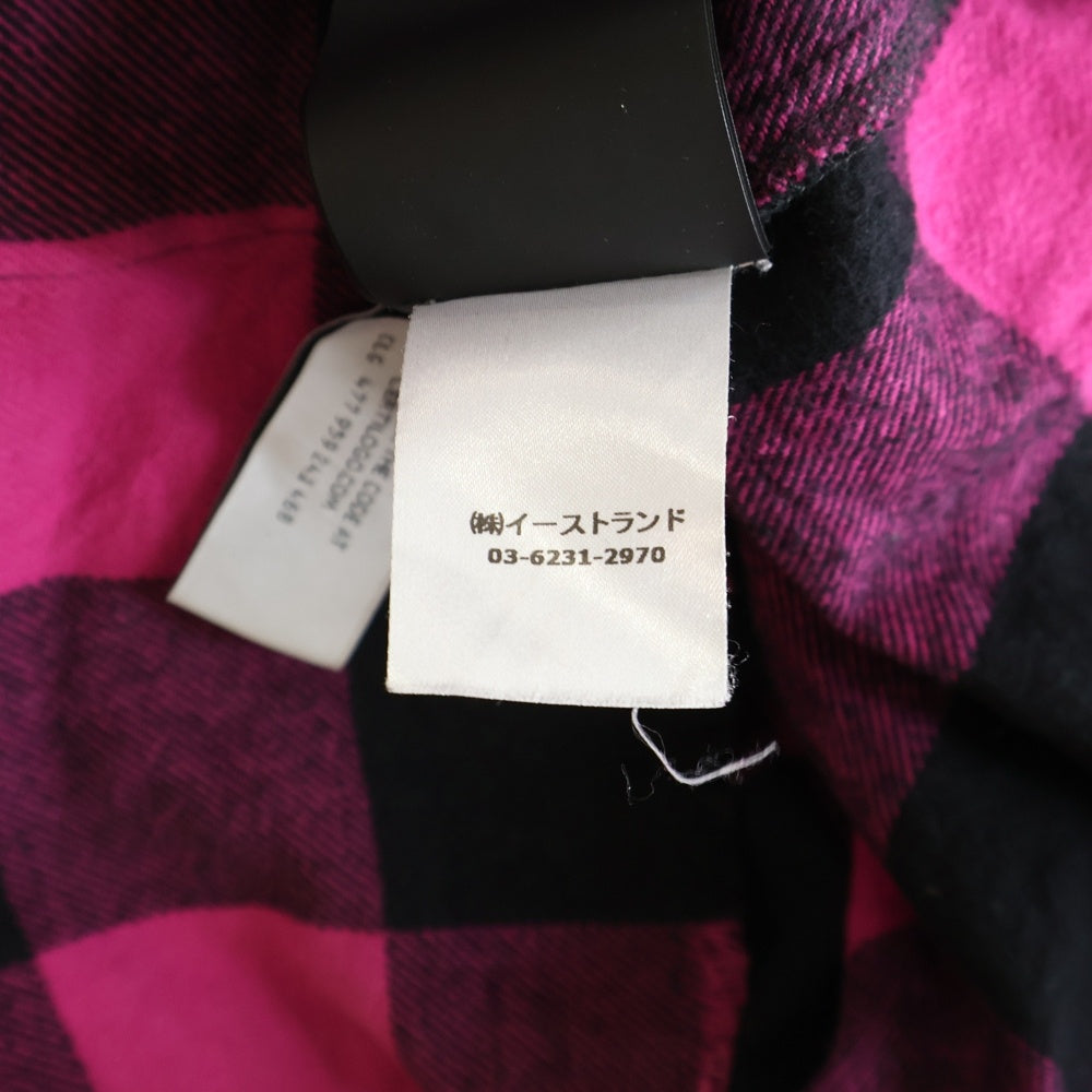 Palm Angels(パームエンジェルス) Oversize Check Shirt PMGA079F21FAB001 バックプリント オーバーサイズ チェック柄 ロングスリーブ長袖シャツ ブラック/ピンク