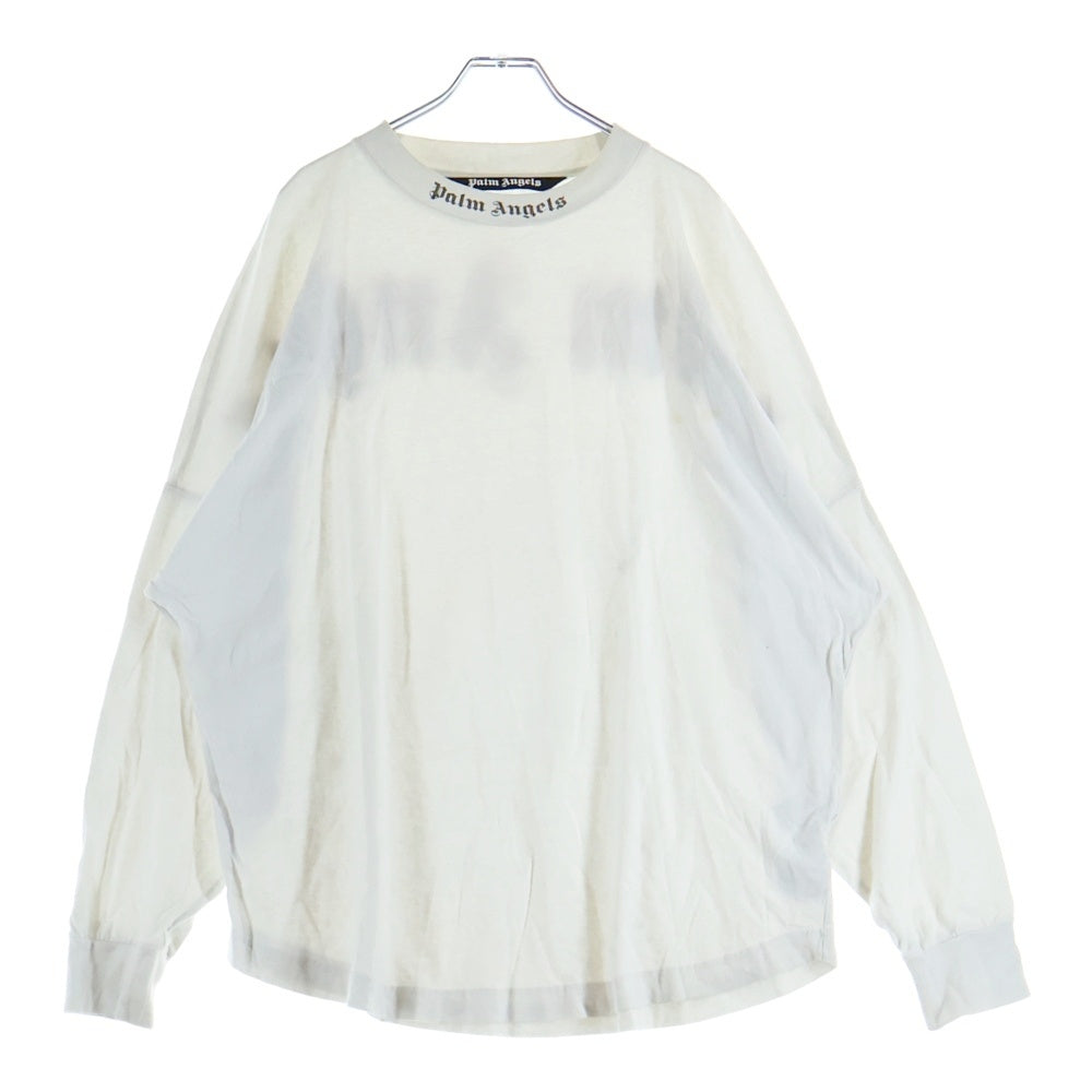 Palm Angels(パームエンジェルス) ネックロゴ クルーネックロングスリーブ長袖Tシャツ PMAB001S21JER001 ホワイト