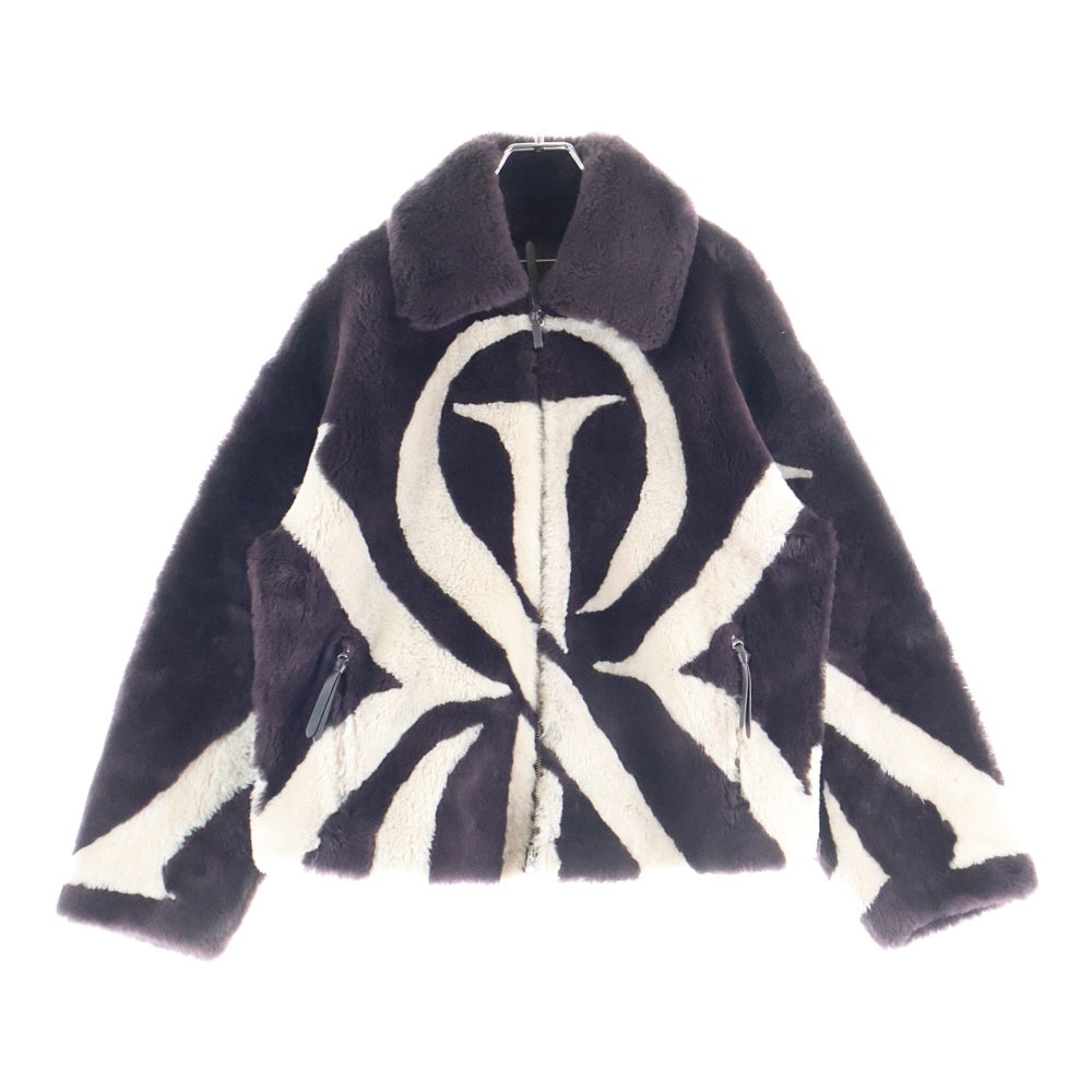 KITH(キス) 25AW シープスキン ダブルジップアップ ファージャケット レディース ワインレッド