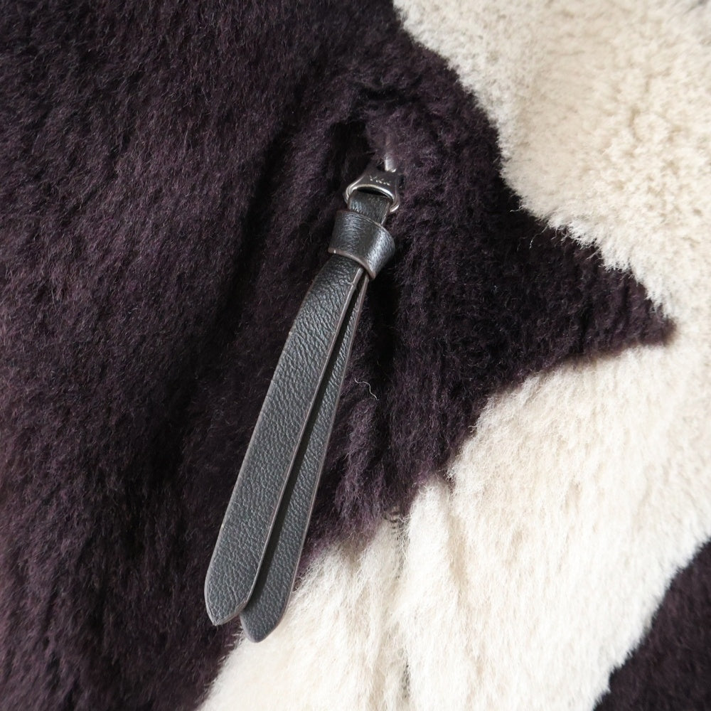 KITH(キス) 25AW シープスキン ダブルジップアップ ファージャケット レディース ワインレッド