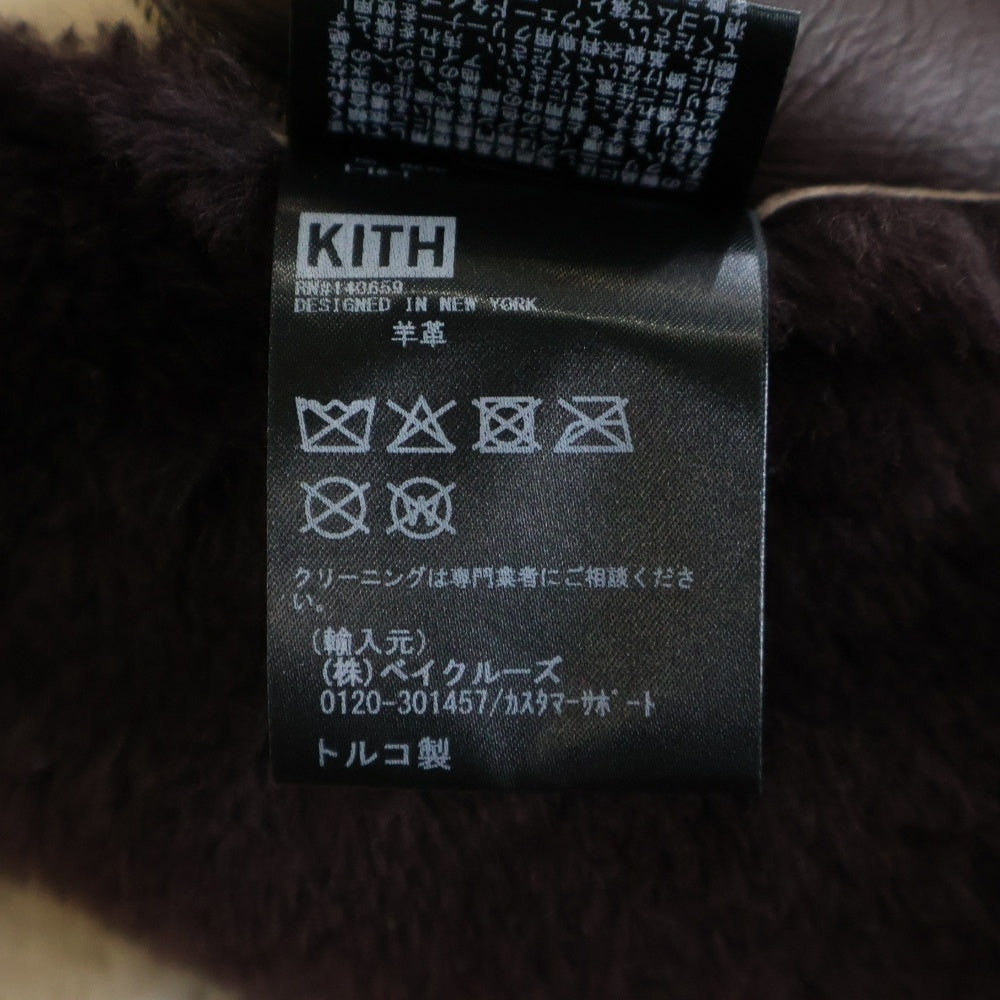 KITH(キス) 25AW シープスキン ダブルジップアップ ファージャケット レディース ワインレッド