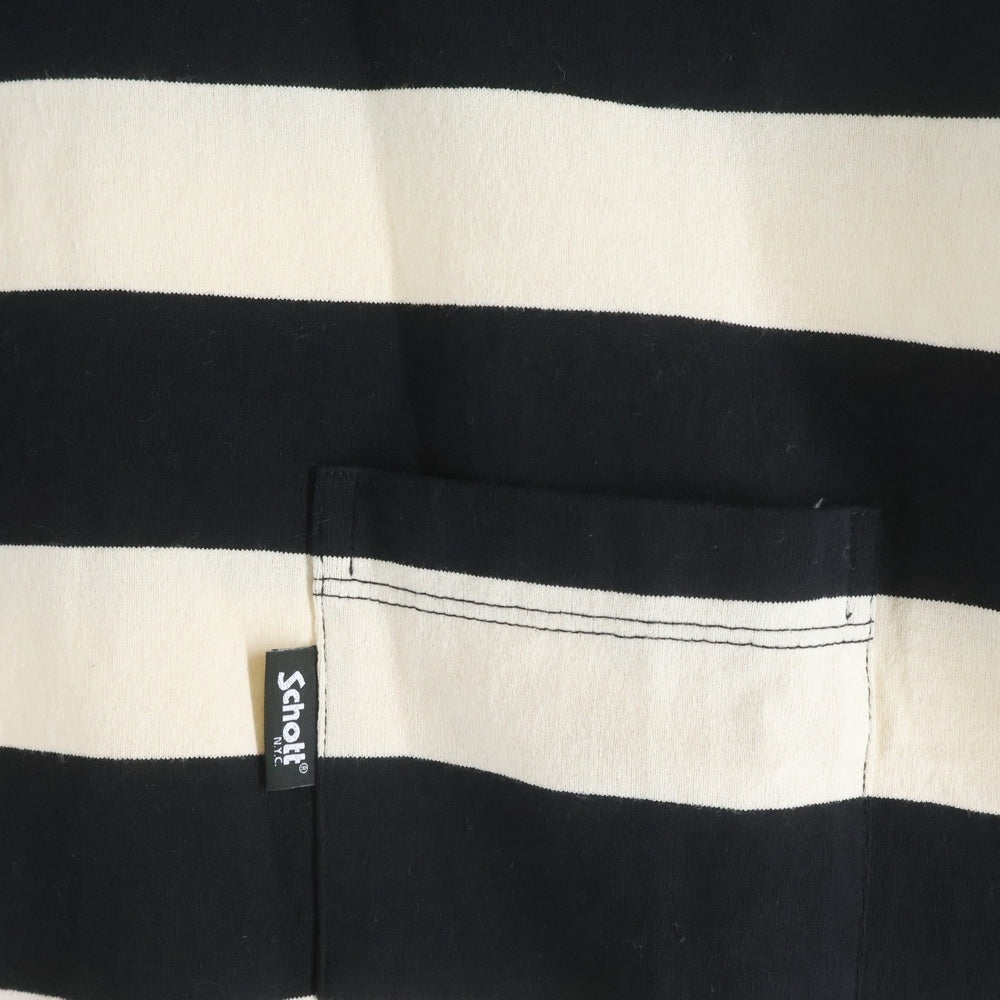 SCHOTT(ショット) WIDE BORDER POCKET T-SHIRT ワイドボーダー ポケット 半袖Tシャツ カットソー ブラック/ホワイト