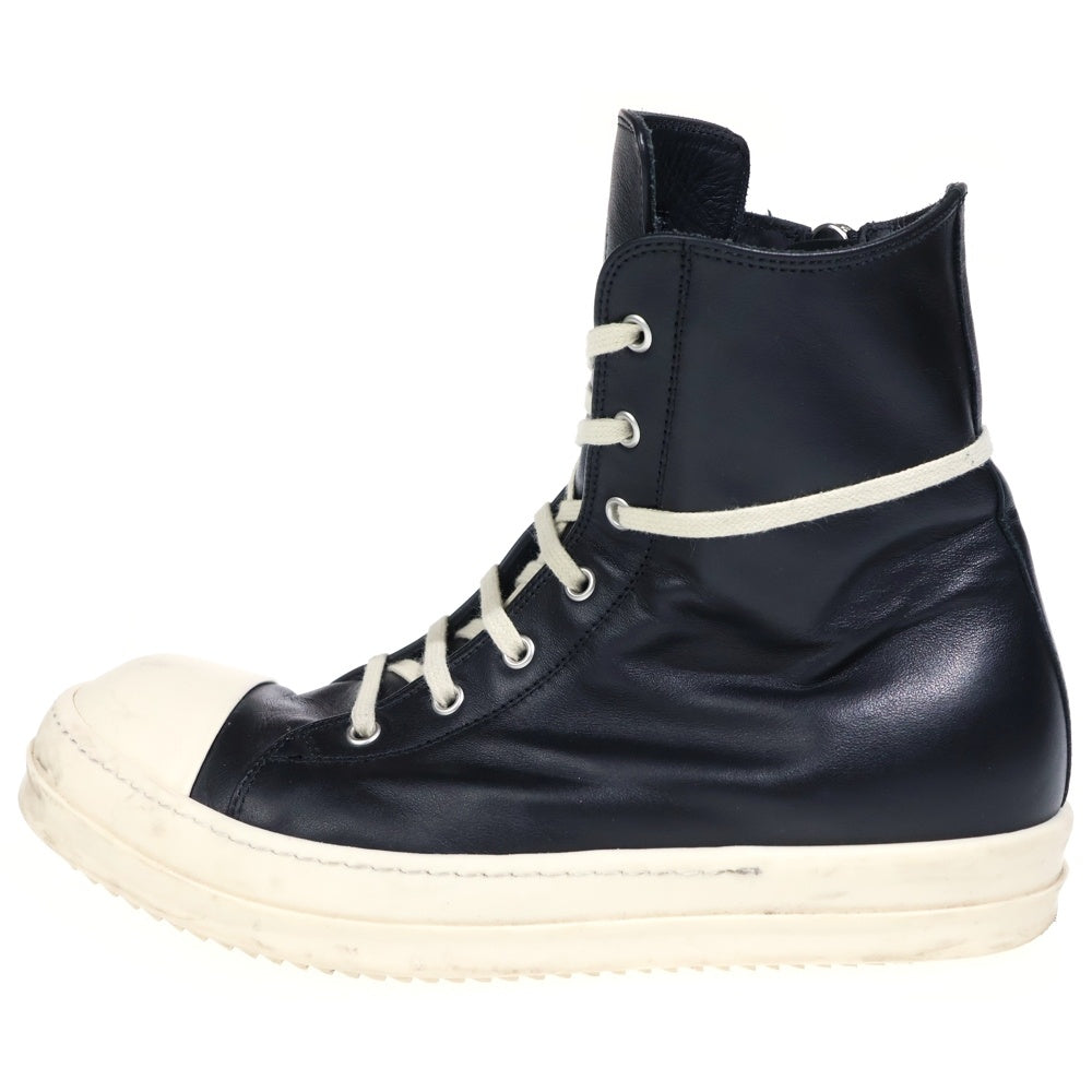 Rick Owens(リックオウエンス) RAMONES ラモーンズ サイドジップ レザーハイカットスニーカー ブラック