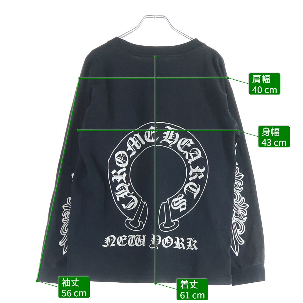 CHROME HEARTS(クロムハーツ) OLD NEW YORK Horseshoe L/S Tee オールド ニューヨーク限定 ホースシュープリント 長袖Tシャツ ロングスリーブカットソー ブラック