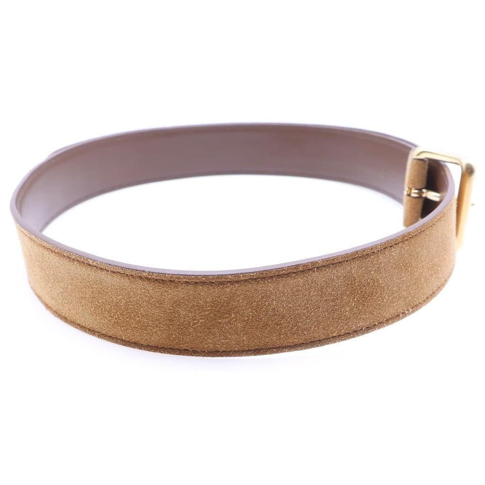 miumiu(ミュウミュウ) スウェード ロゴバックルベルト レザー ブラウン レディース