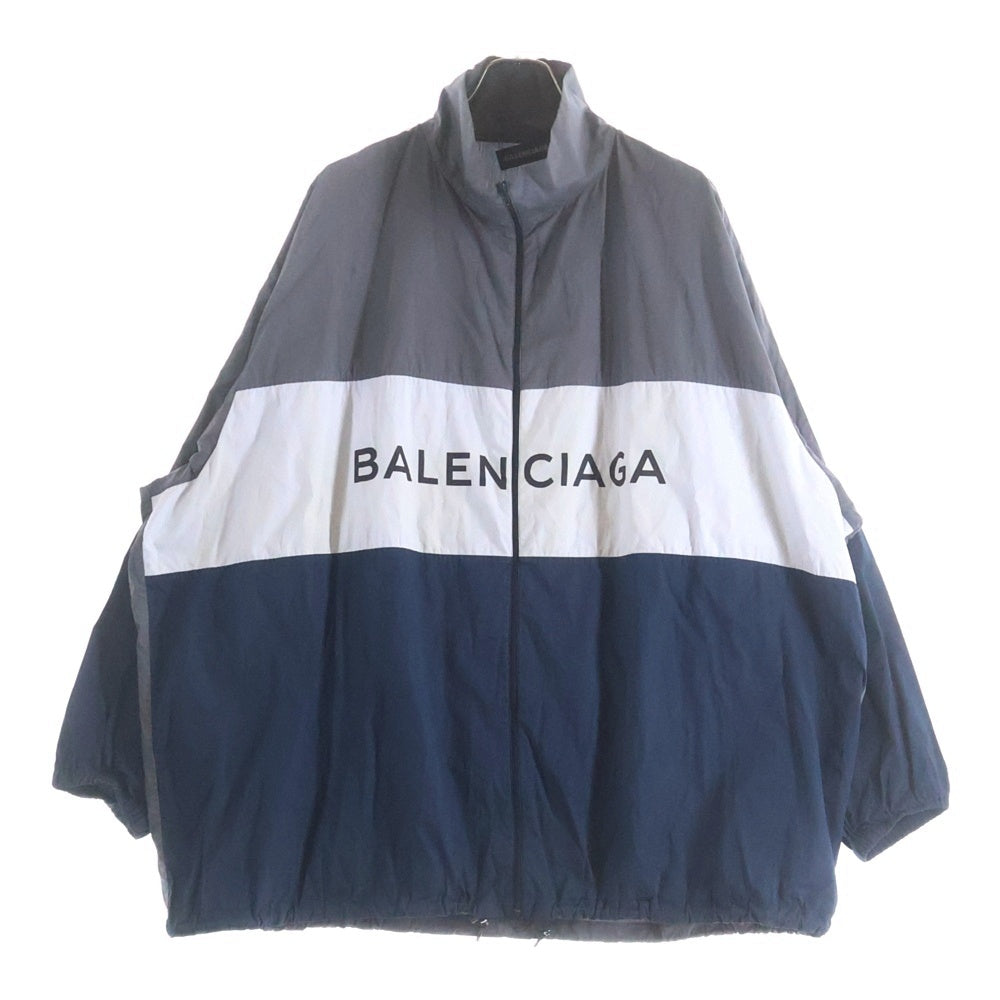 BALENCIAGA(バレンシアガ) 18SS TRACKSUIT POPLIN SHIRT JACKET ポプリンシャツトラックジャケット 508901 TWB13 グレー/ネイビー/ホワイト
