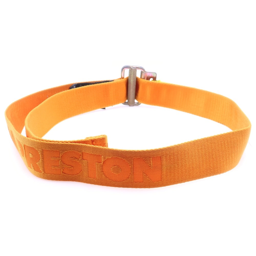 HERON PRESTON(ヘロンプレストン) ロゴ刺繍 バックルベルト オレンジ