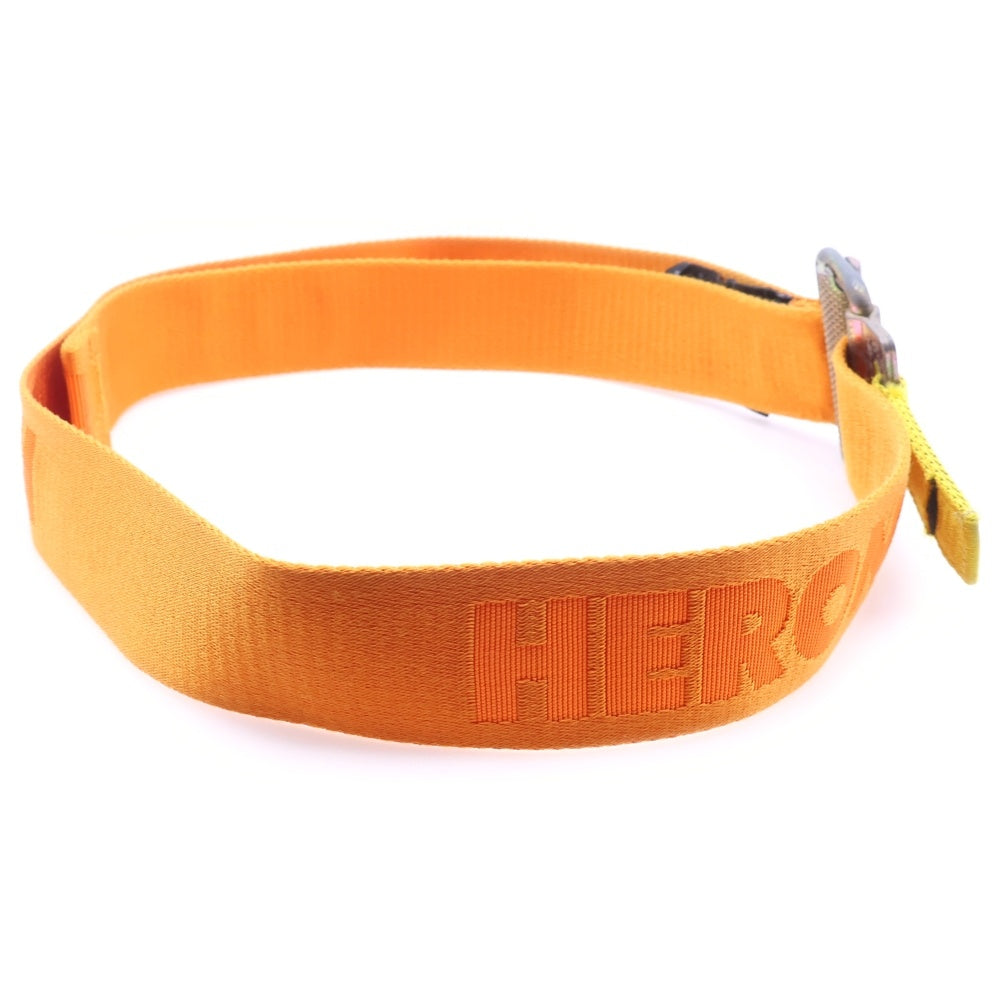 HERON PRESTON(ヘロンプレストン) ロゴ刺繍 バックルベルト オレンジ