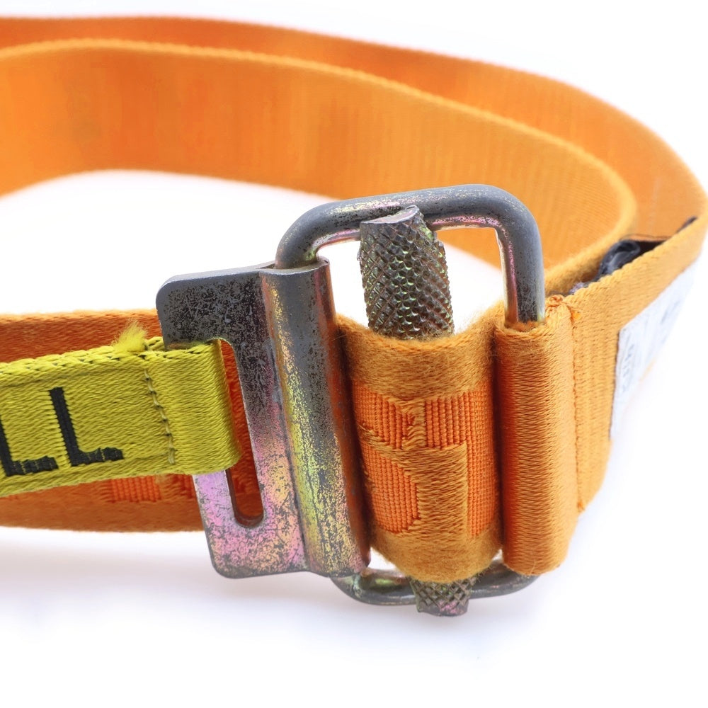 HERON PRESTON(ヘロンプレストン) ロゴ刺繍 バックルベルト オレンジ