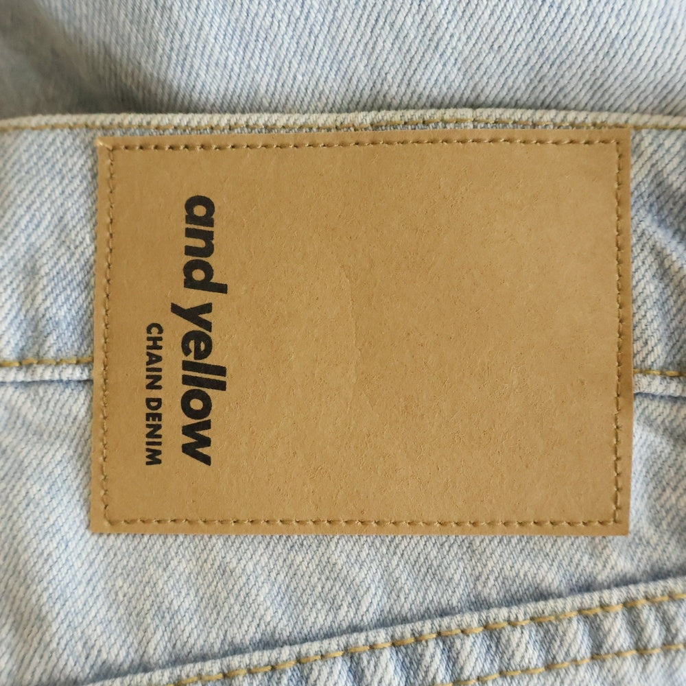 NO BRAND(ノーブランド) and yellow(アンドイエロー) チェーンデザイン ジップフライデニムパンツ 3001-212-M2001 インディゴブルー