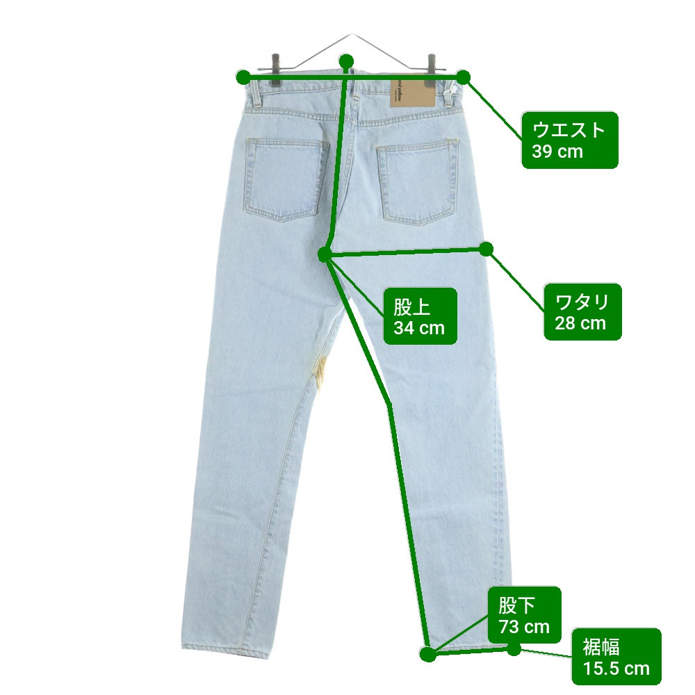 NO BRAND(ノーブランド) and yellow(アンドイエロー) チェーンデザイン ジップフライデニムパンツ 3001-212-M2001 インディゴブルー