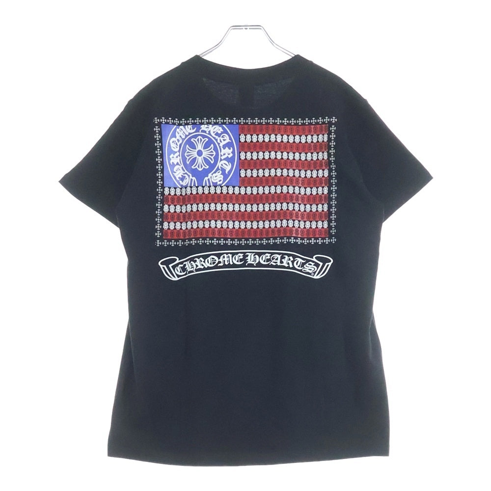 CHROME HEARTS(クロムハーツ) American Flag Vine Dagger Horseshoe Tee アメリカンフラッグ ヴァインダガーホースシュー Tシャツ 半袖カットソー 胸ポケット 星条旗 ホースシュー ブラック