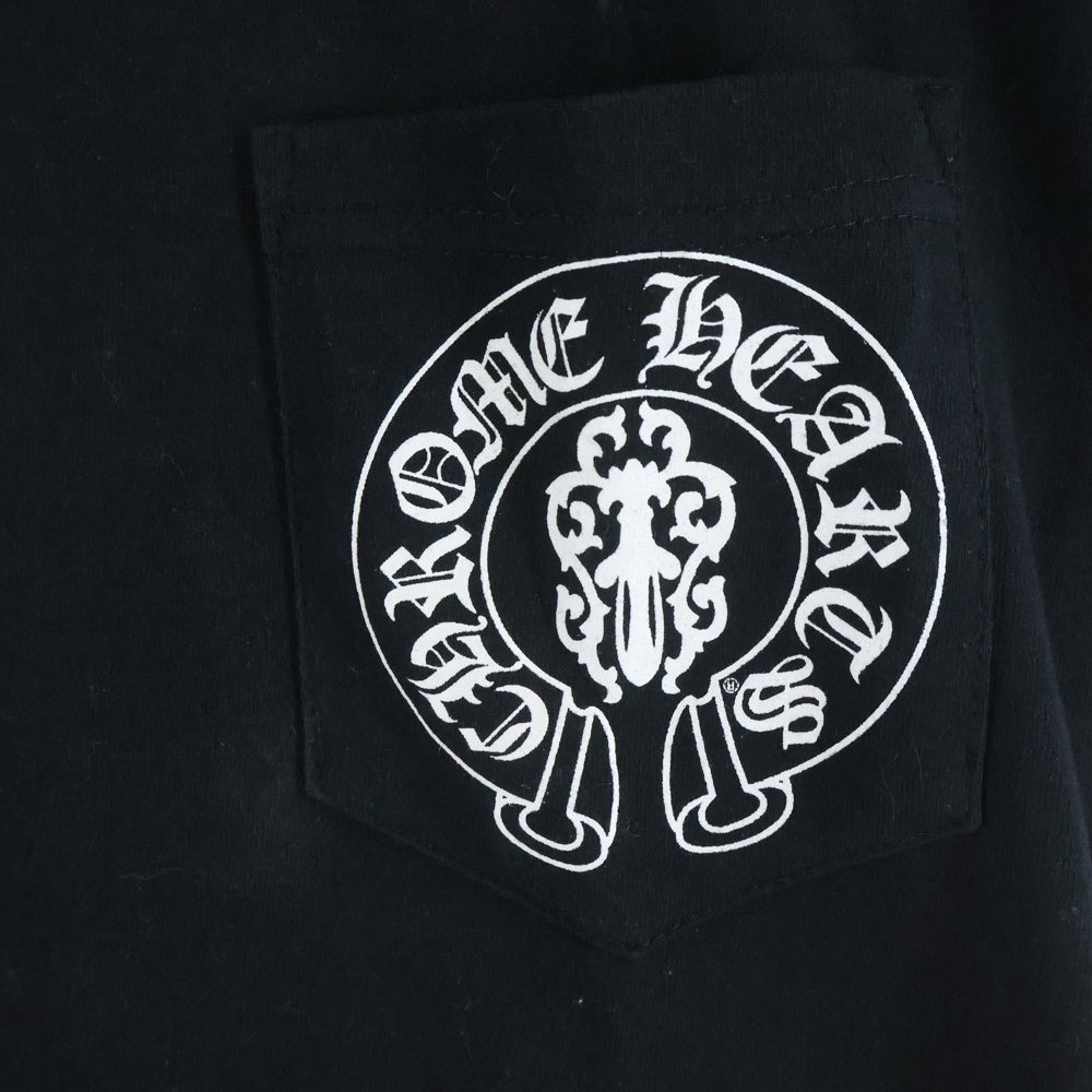 CHROME HEARTS(クロムハーツ) American Flag Vine Dagger Horseshoe Tee アメリカンフラッグ ヴァインダガーホースシュー Tシャツ 半袖カットソー 胸ポケット 星条旗 ホースシュー ブラック