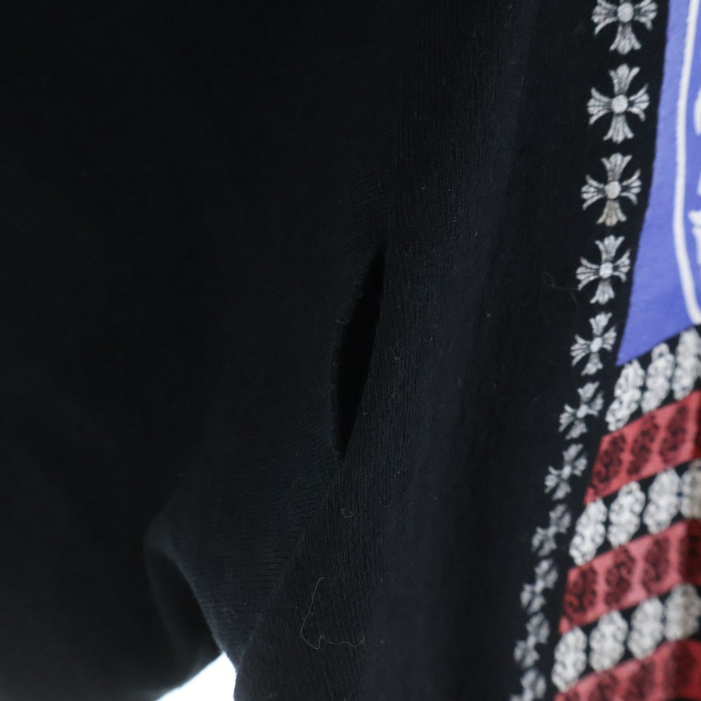 CHROME HEARTS(クロムハーツ) American Flag Vine Dagger Horseshoe Tee アメリカンフラッグ ヴァインダガーホースシュー Tシャツ 半袖カットソー 胸ポケット 星条旗 ホースシュー ブラック