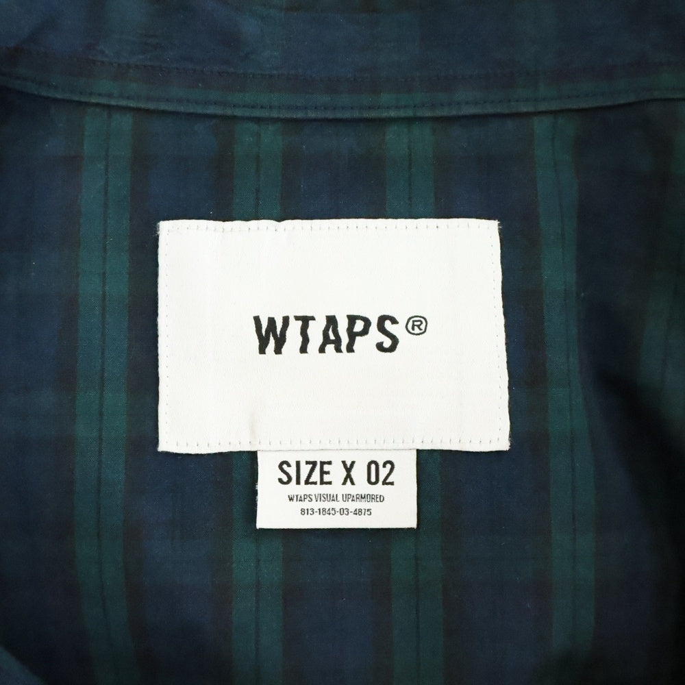 WTAPS(ダブルタップス) 25SS BD 04 SS COTTON BROADCLOTH コットンブロード チェック柄 半袖シャツ グリーン