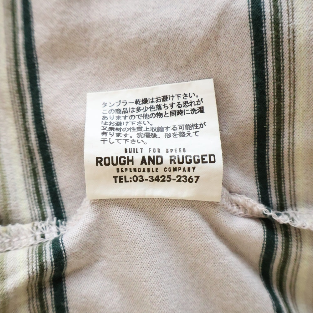 ROUGH AND RUGGED(ラフアンドラゲッド) ロゴ刺繍 クルーネック ボーダー半袖Tシャツ グリーン