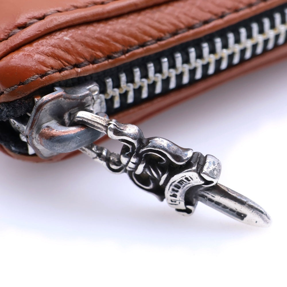 CHROME HEARTS(クロムハーツ) REC F ZIP 3セメタリークロスパッチ ダガージップ ラウンドファスナーウォレット 長財布 ブラウン