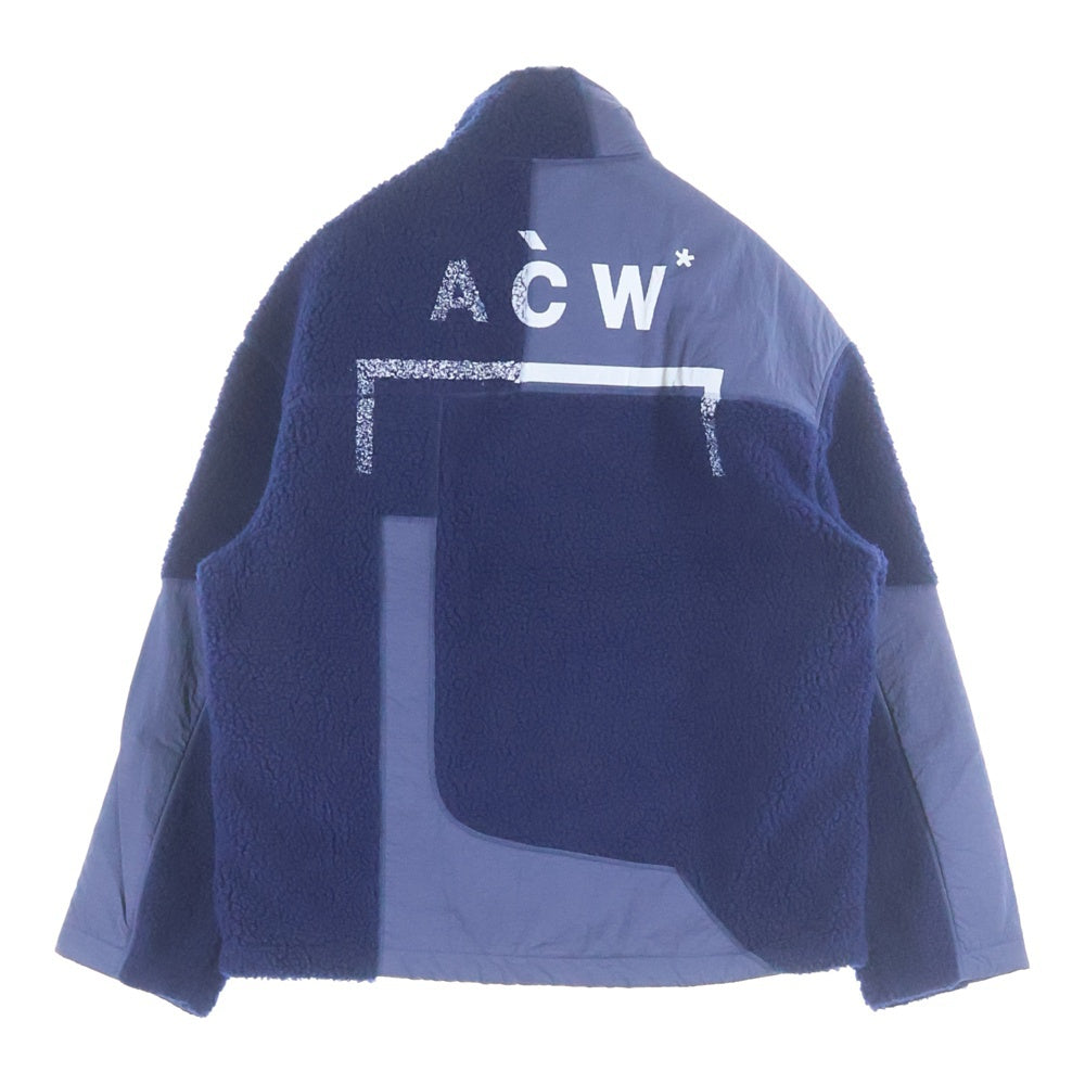 A-COLD-WALL(アコールドウォール) 23AW Bonded Axis Fleece ペンキロゴ フリースボア プルオーバージャケット ネイビー