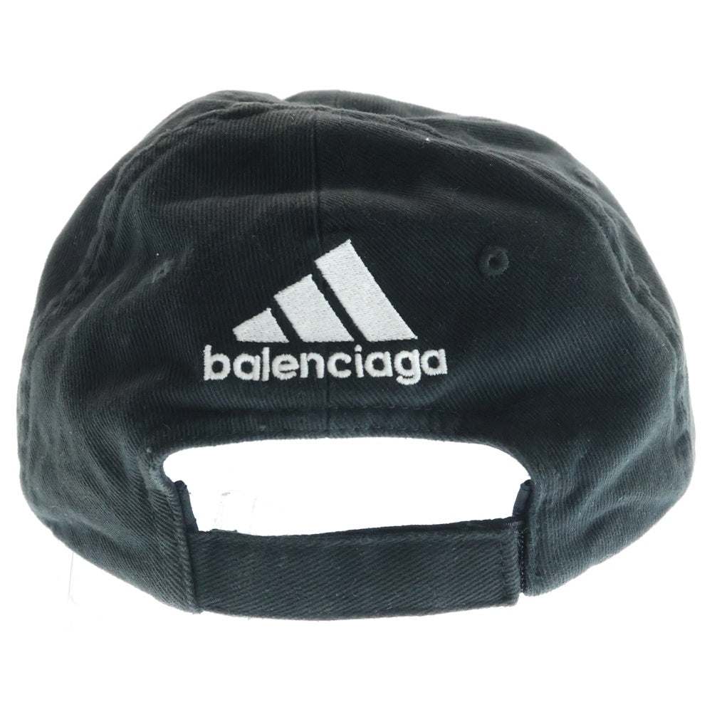 BALENCIAGA(バレンシアガ) ×adidas アディダス ロゴストライプベースボールキャップ 帽子 ブラック 712160 410B2