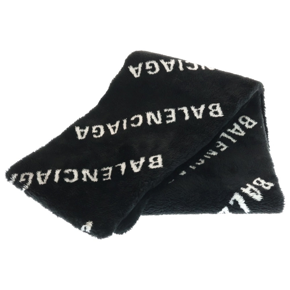 BALENCIAGA(バレンシアガ) FAKE FAR MULTILOGO TUBOLAR フェイクファー マルチロゴ スカーフ マフラー ブラック 582484 387B8