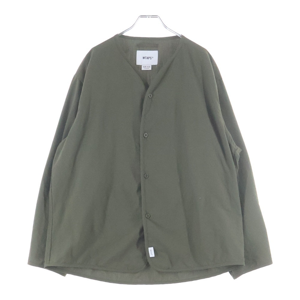 WTAPS(ダブルタップス) 24SS SCOUT 02 LS POLY BROADCLOTH SPEC 241CWDT-SHM06 バックプリント ノーカラー 長袖シャツ オリーブ