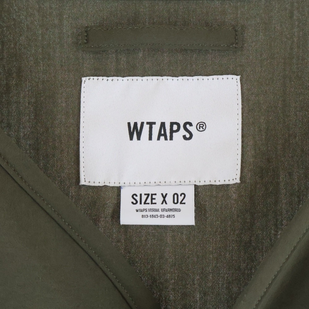 WTAPS(ダブルタップス) 24SS SCOUT 02 LS POLY BROADCLOTH SPEC 241CWDT-SHM06 バックプリント ノーカラー 長袖シャツ オリーブ