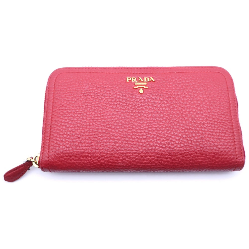 PRADA(プラダ) ラウンドジップ レザーウォレット 長財布 レッド 1M0506