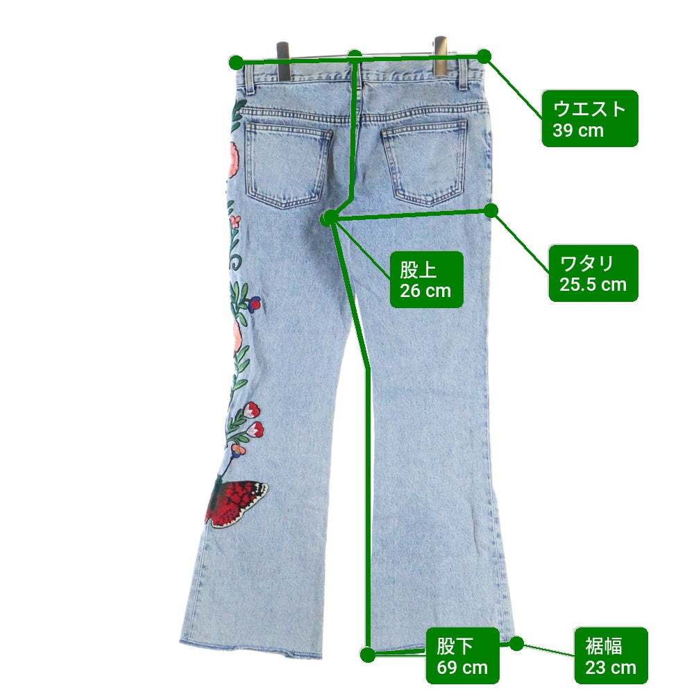 GUCCI(グッチ) Embroidery Flare Denim Pants 刺繍 フレアデニムパンツ レディースインディゴ 422634 XR277