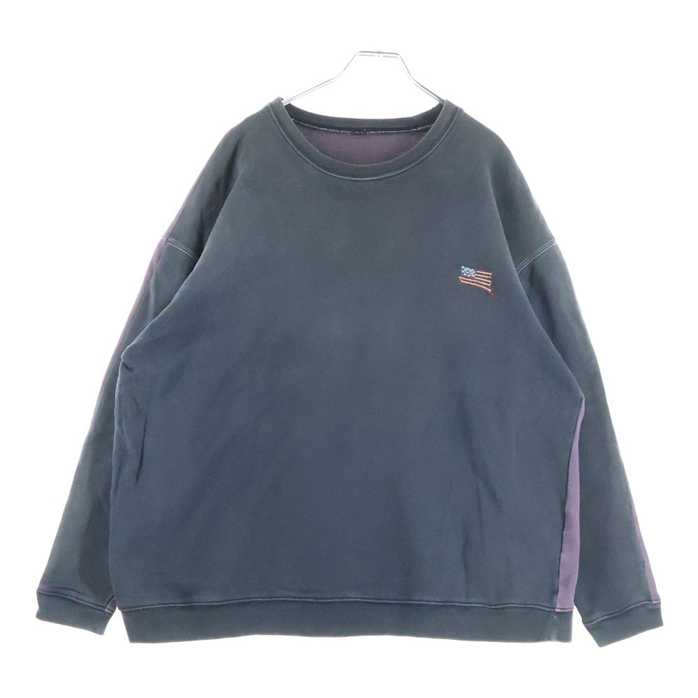 KAPITAL(キャピタル) Bone Sweatshirt 裏毛 2トーン ボーンプリント ダメージ加工 クルーネックスウェットトレーナー グレー K0R810LC01