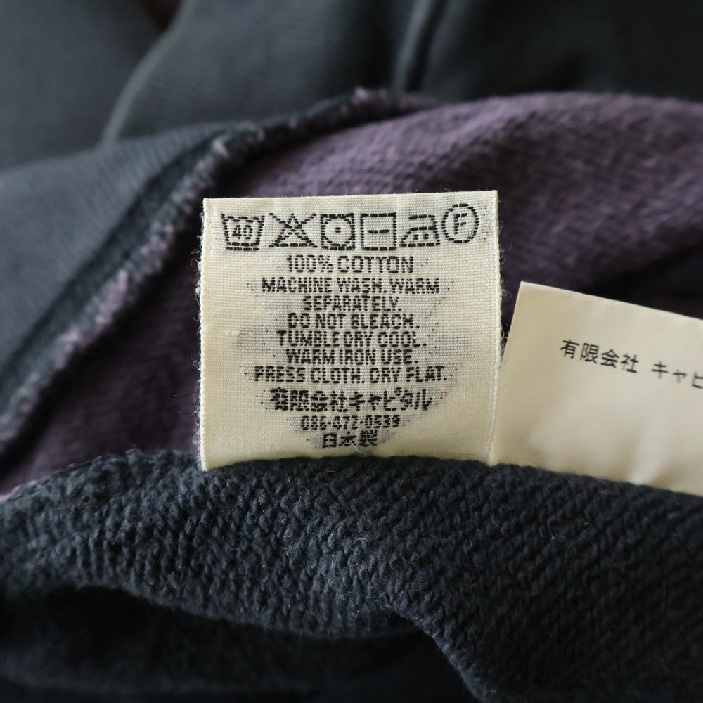KAPITAL(キャピタル) Bone Sweatshirt 裏毛 2トーン ボーンプリント ダメージ加工 クルーネックスウェットトレーナー グレー K0R810LC01