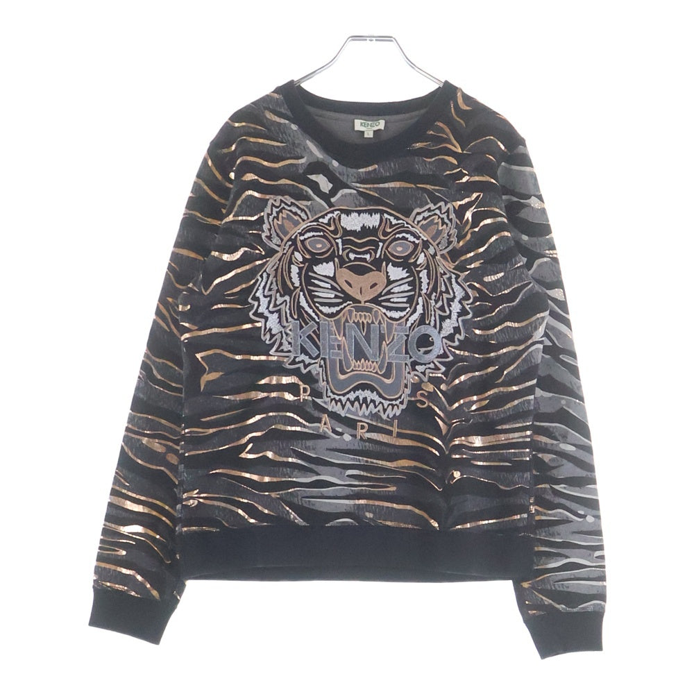KENZO(ケンゾー) Tiger Stripes Sweatshirt タイガー刺繍 クルーネックスウェットトレーナー ブラック F662SW8324XC