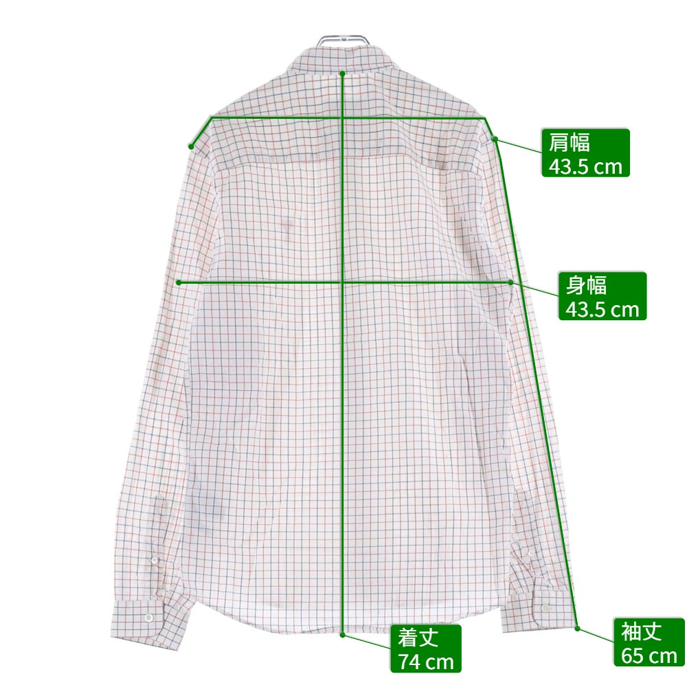 AMI Alexandre Mattiussi(アミアレクサンドルマテュッシ) Check Shirt ハートロゴ刺繍 長袖チェックシャツ ホワイト