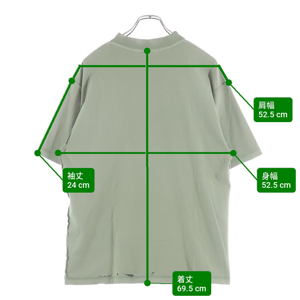 BALENCIAGA(バレンシアガ) 25SS Medium Fit T-Shirt ダメージ加工 インサイドアウト 半袖Tシャツ カーキ 822441 TSVA2