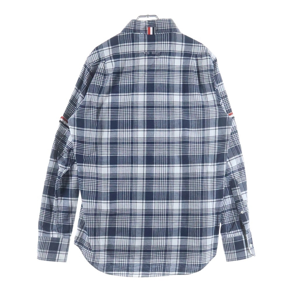 THOM BROWNE(トムブラウン) Button Down Shirt アームバンド ボタンダウン長袖チェックシャツ ネイビー MWL150E-06177100