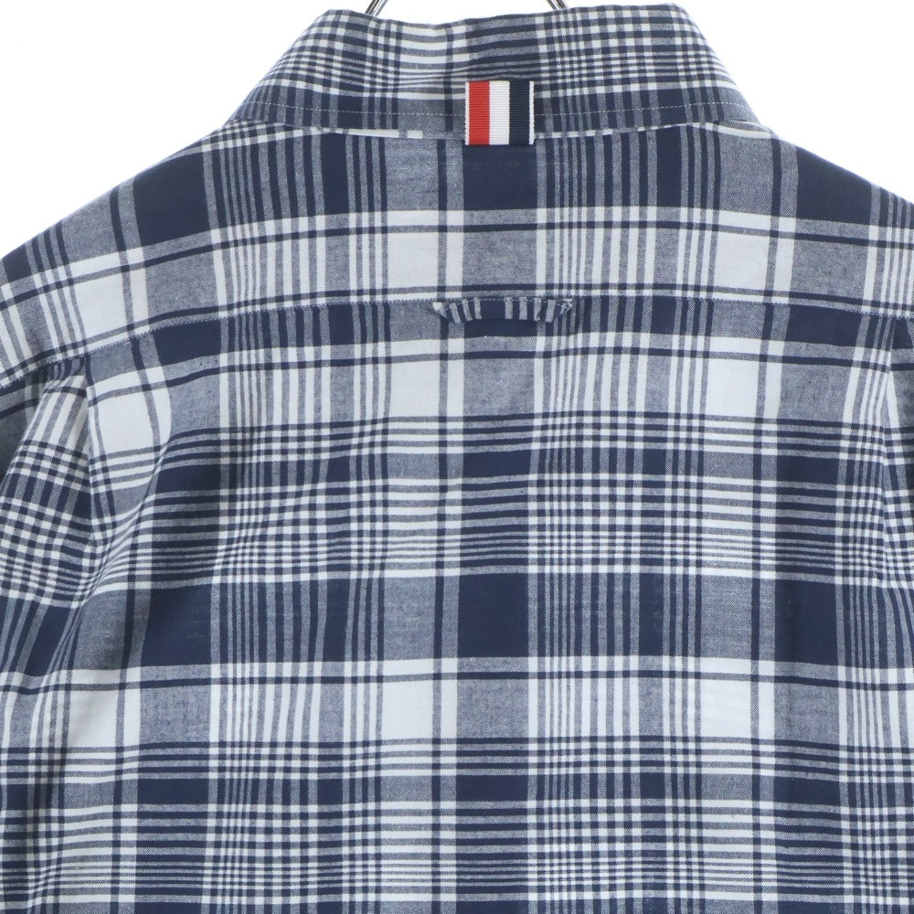 THOM BROWNE(トムブラウン) Button Down Shirt アームバンド ボタンダウン長袖チェックシャツ ネイビー MWL150E-06177100