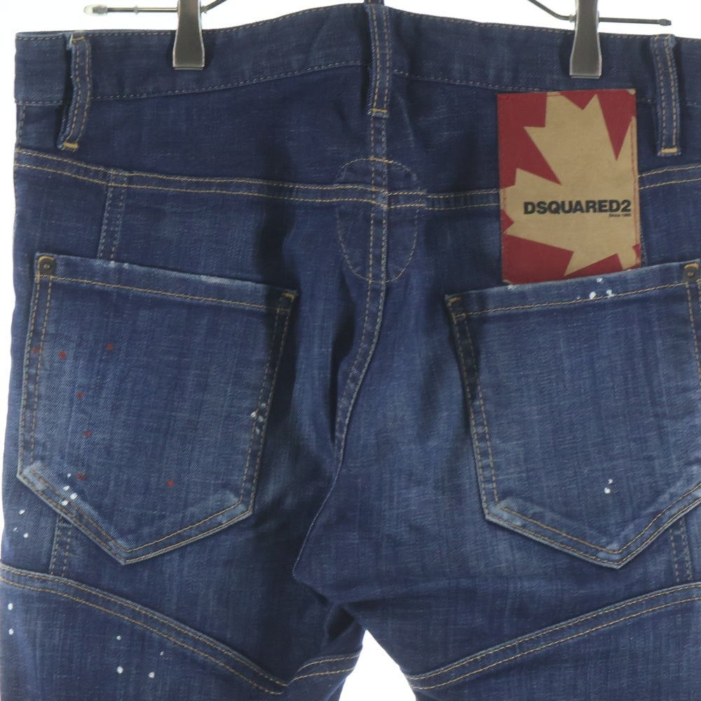 DSQUARED2(ディースクエアード) 20AW Tidy Biker Jean ペイント加工 ダメージ加工 スキニーデニムパンツ インディゴ S71LB0776 S30342