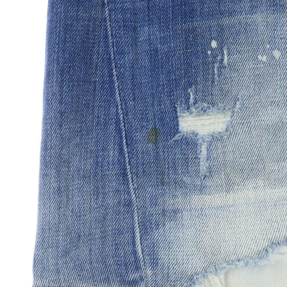 DSQUARED2(ディースクエアード) 21SS Tidy Biker Jean ペイント加工 ダメージ加工 スキニーデニムパンツ インディゴ S79LA0022 S30342